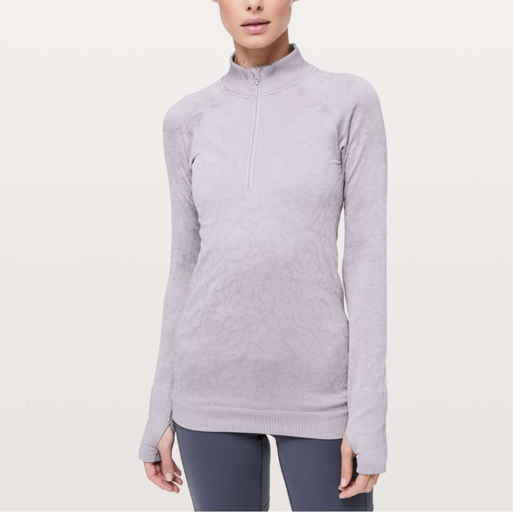 Lululemon run rest less half zip 10 lavender grey